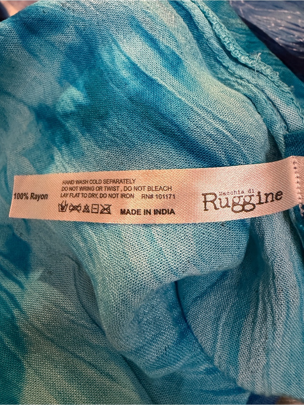 Blue Tie-Dye Lightweight Kimono by Macchia di Ruggine - Picture 4 of 5